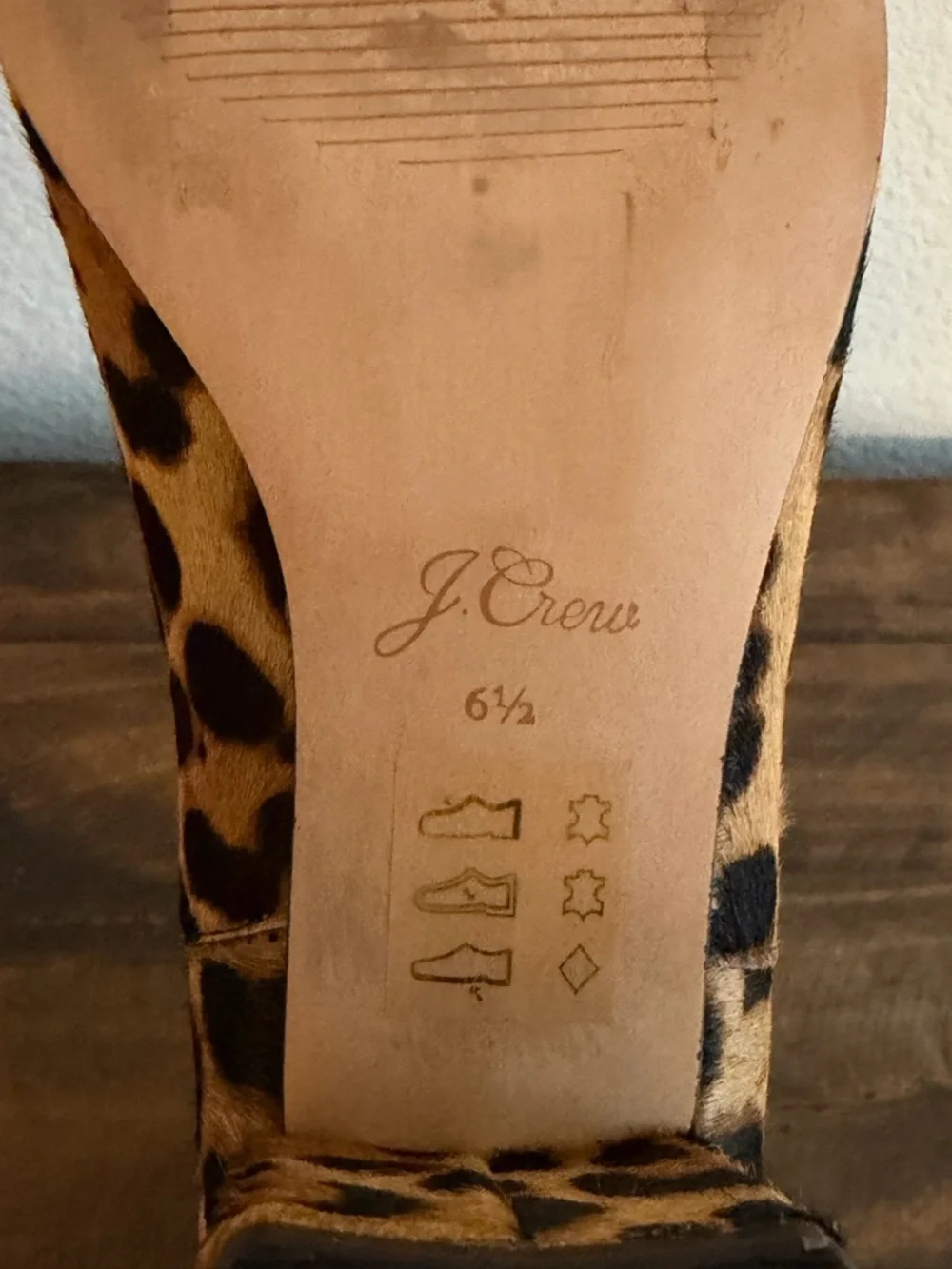 J. Crew Willa Leopard Print Dyed Calf Hair Leather Ankle Boots. Size 6.5.